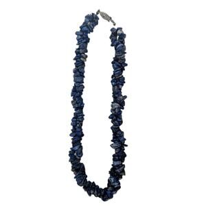 Vintage Sterling Silver Lapis Lazuli bead necklace. 18 inches